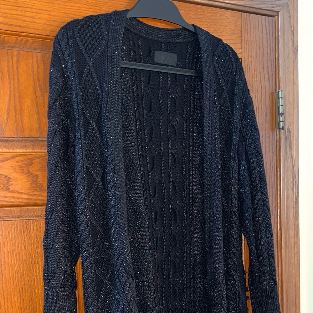 COPY - RtA Serge Lurex Cotton Cardigan in Black/Shiny Winter